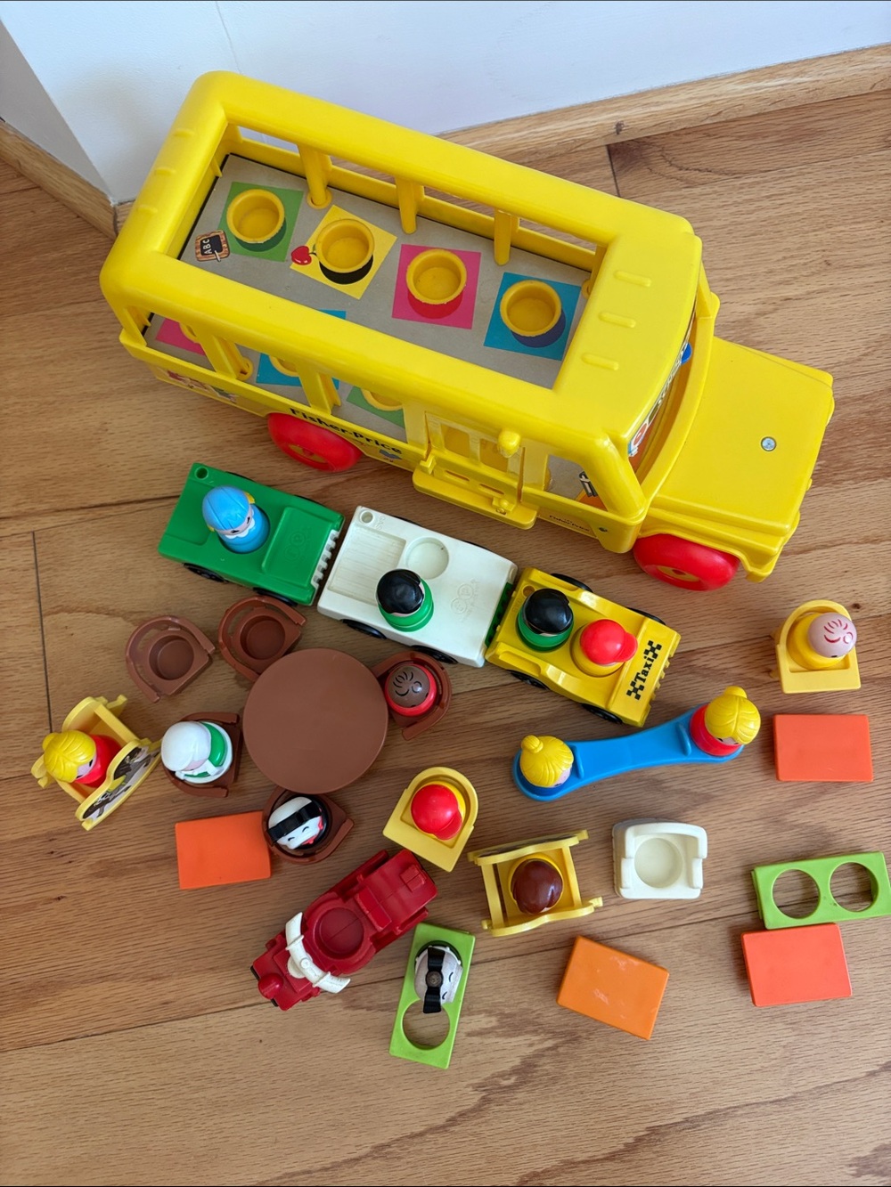 Vintage Fisher Price Little People School Bus 1965 1984 FP Toys Lot motorcycle - Picture 5 of 17